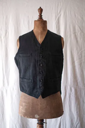 [~ 40's] français vintage de coton noir piqué gilet morte