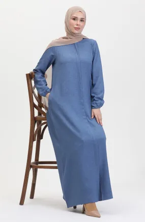 Abaya Avec Poches 24017-06 Indigo 24017-06