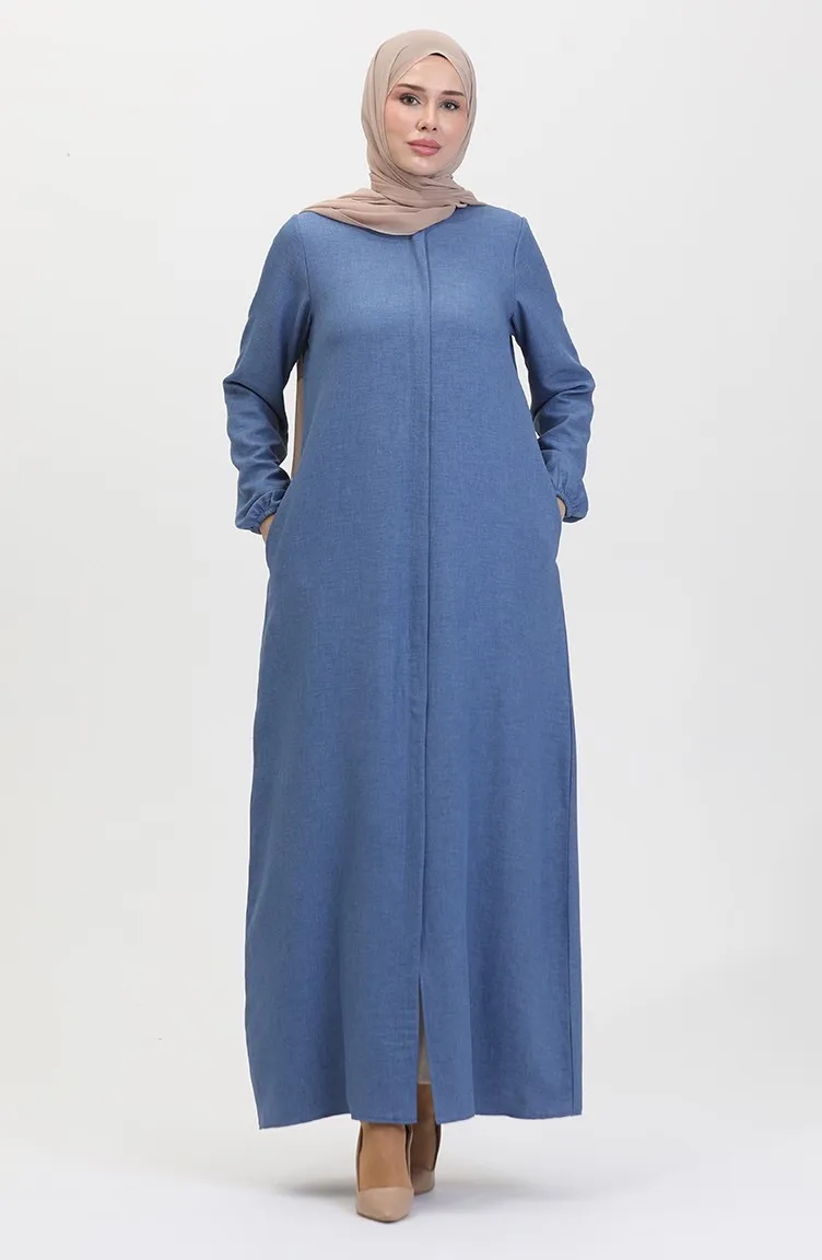 Abaya Avec Poches 24017-06 Indigo 24017-06