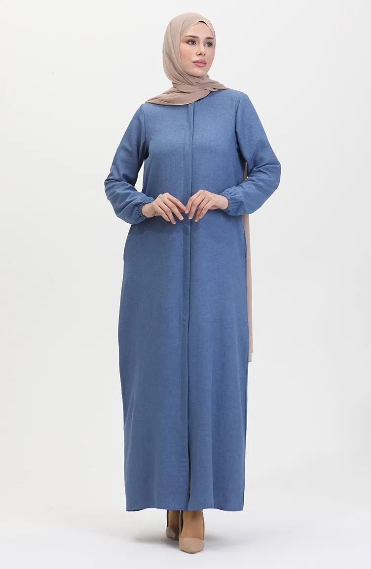 Abaya Avec Poches 24017-06 Indigo 24017-06