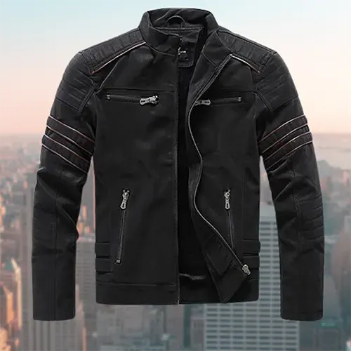 Alfredo | Veste Motard Décontractée Zippée Pour Homme | Plusieurs Poches