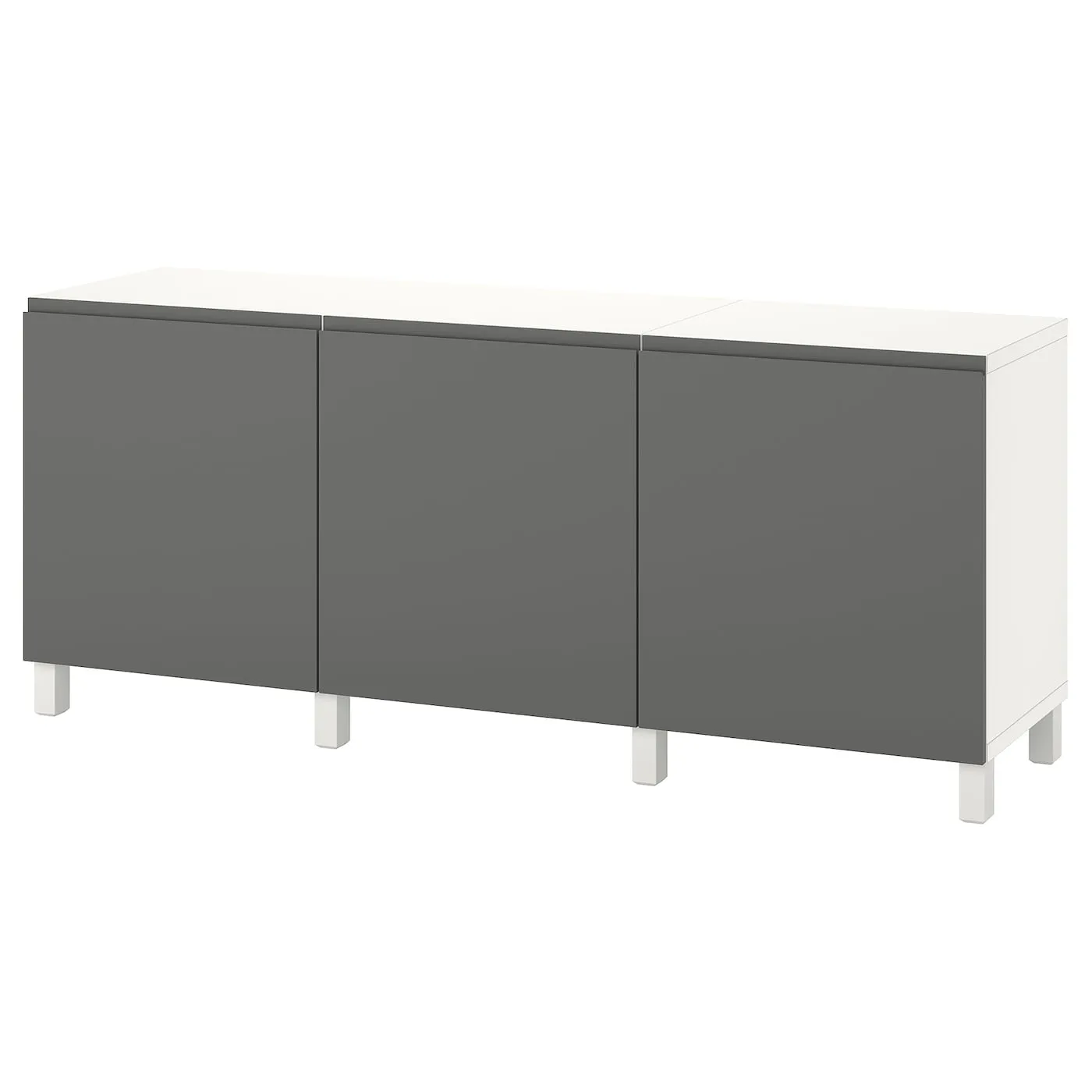 BESTÅ combinaison rangement portes, blanc/Västerviken/Stubbarp gris foncé, 180x42x74 cm