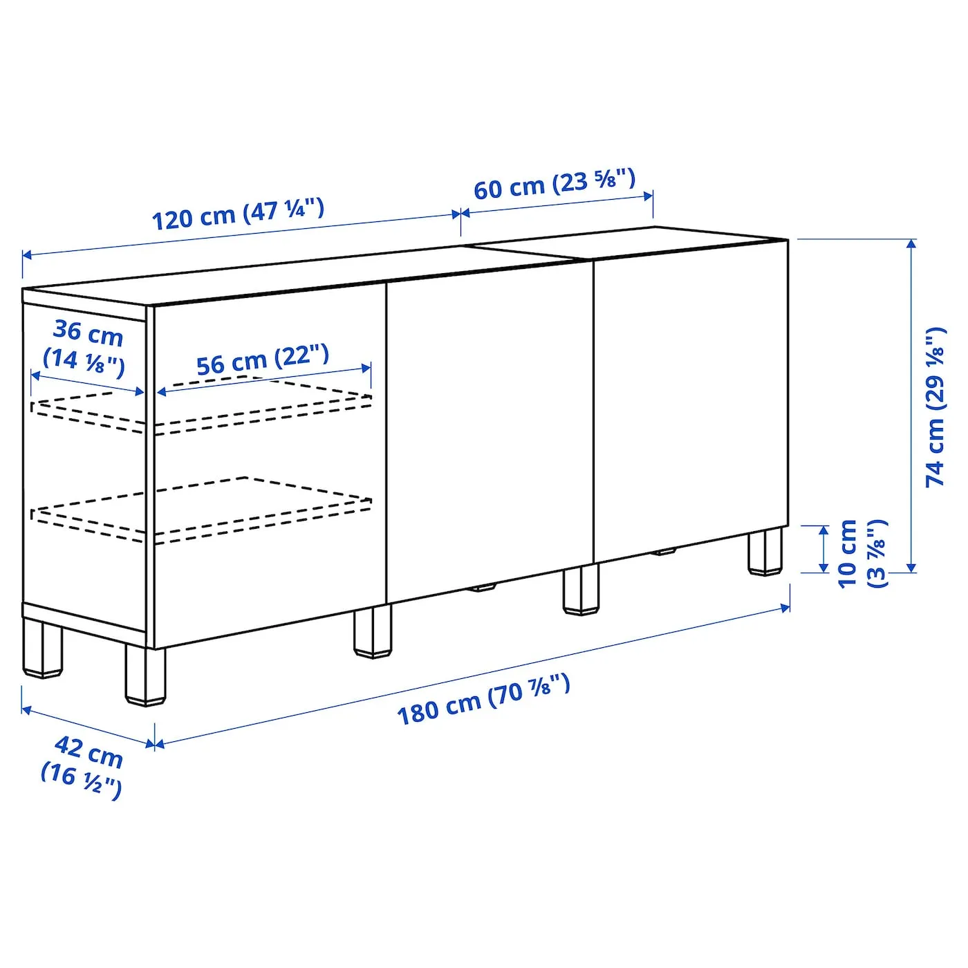 BESTÅ combinaison rangement portes, blanc/Västerviken/Stubbarp gris foncé, 180x42x74 cm