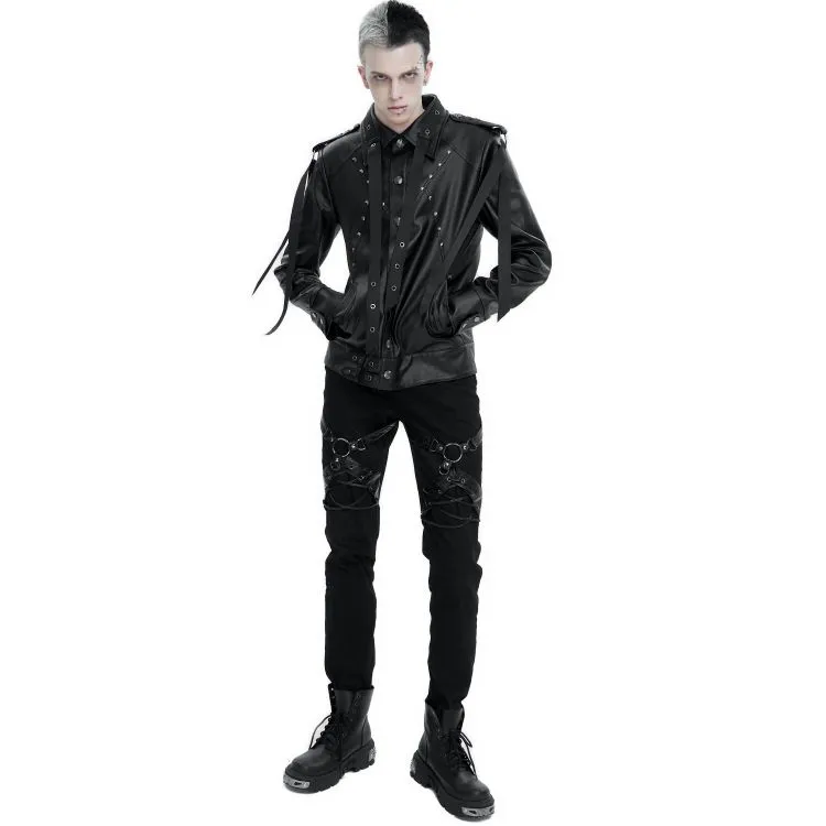 Blouson 'Ammius' en Simili Cuir Noir