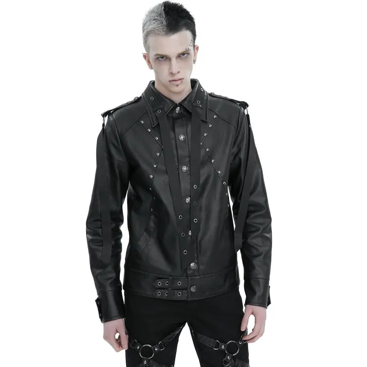 Blouson 'Ammius' en Simili Cuir Noir