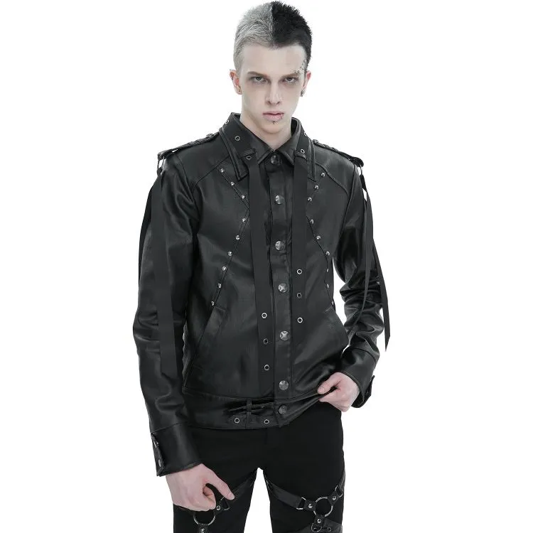 Blouson 'Ammius' en Simili Cuir Noir