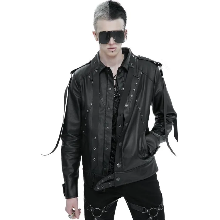 Blouson 'Ammius' en Simili Cuir Noir