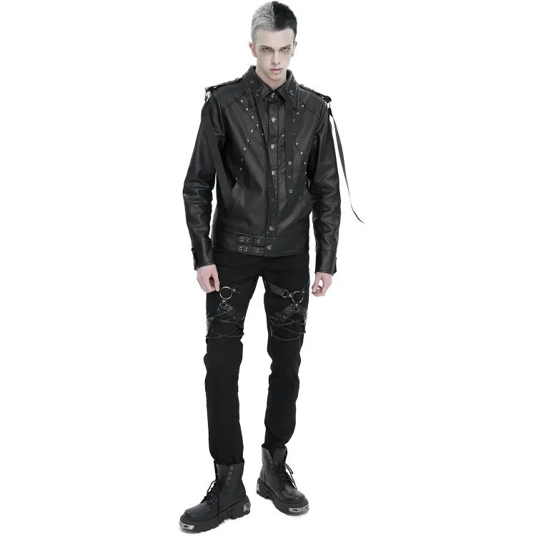 Blouson 'Ammius' en Simili Cuir Noir