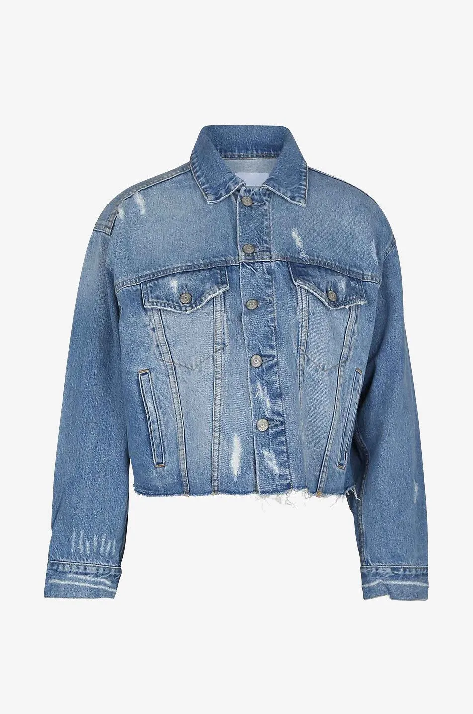 Blouson en denim vieilli raccourci Harvey Cropped Gilda