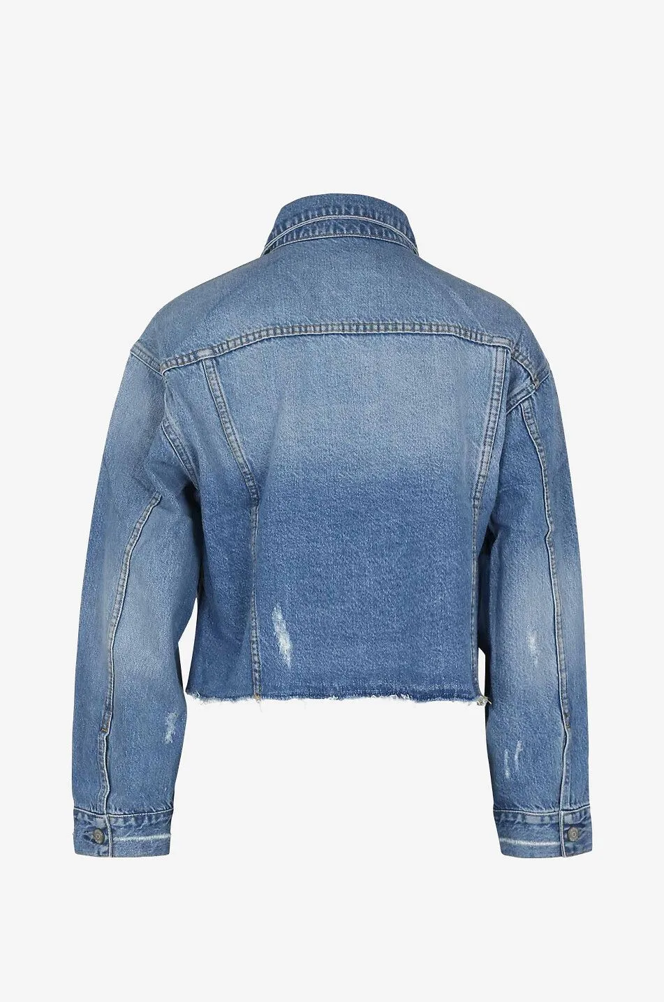 Blouson en denim vieilli raccourci Harvey Cropped Gilda