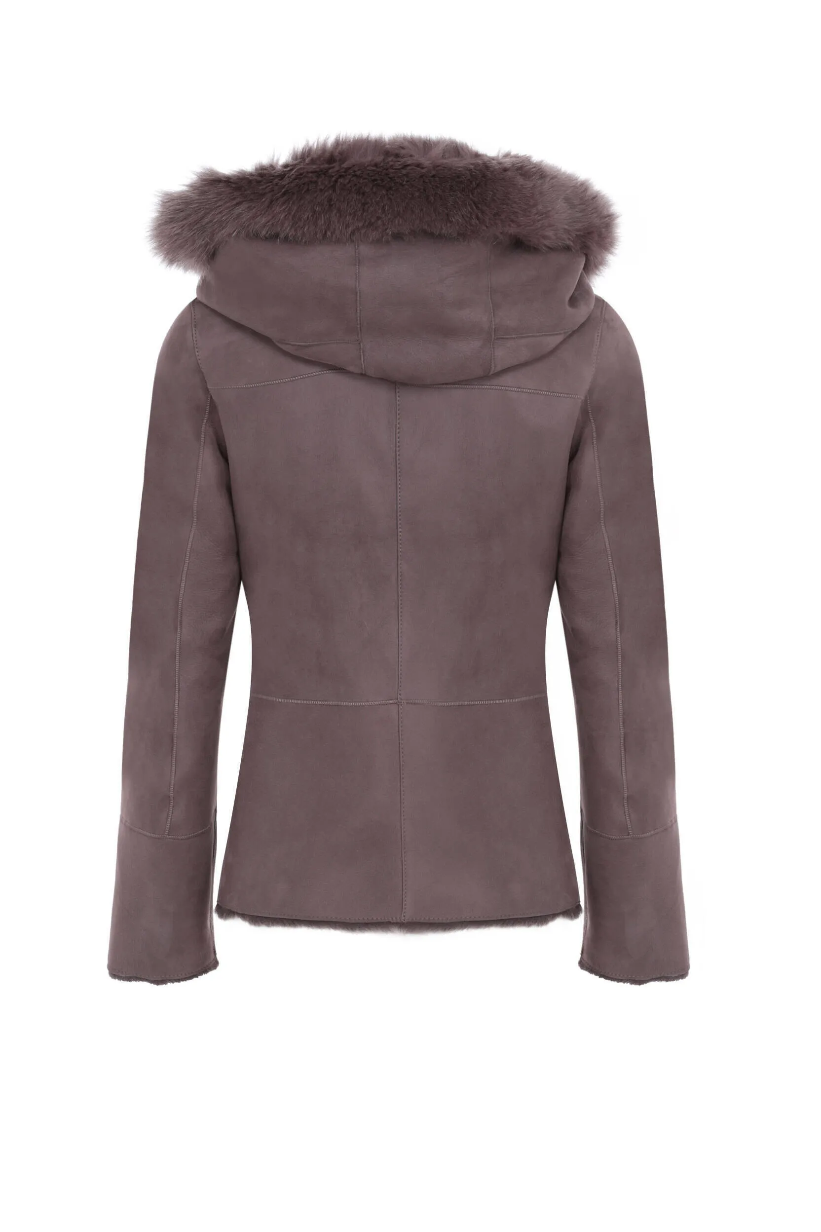 Blouson mouton capuche taupe