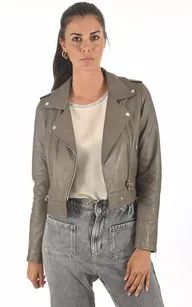 Blouson Yoko en cuir taupe Oakwood - La Canadienne - Blousons Cuir Taupe