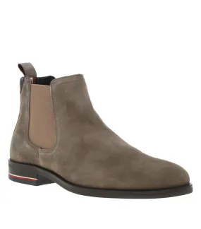 Boots de ville Tommy Hilfiger en cuir taupe et à soufflets élastiqués