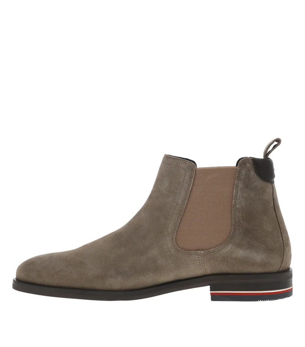 Boots de ville Tommy Hilfiger en cuir taupe et à soufflets élastiqués