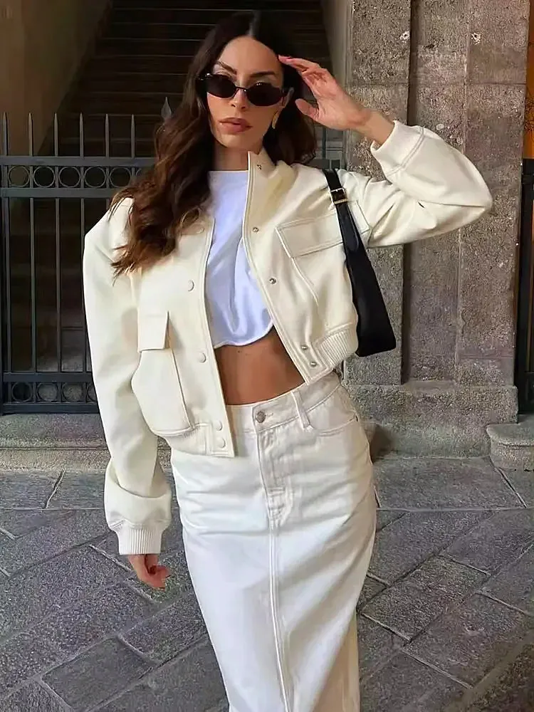 Branwen - Blouson Bomber Femme Blanc