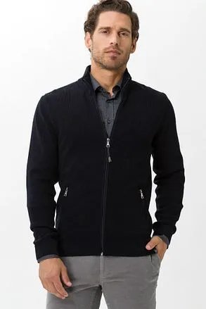 Brax Cardigan Style John Zippé Bleu Foncé 25-2014 70180100