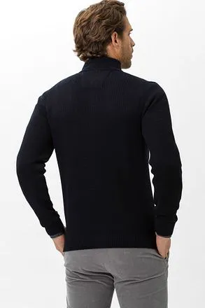 Brax Cardigan Style John Zippé Bleu Foncé 25-2014 70180100