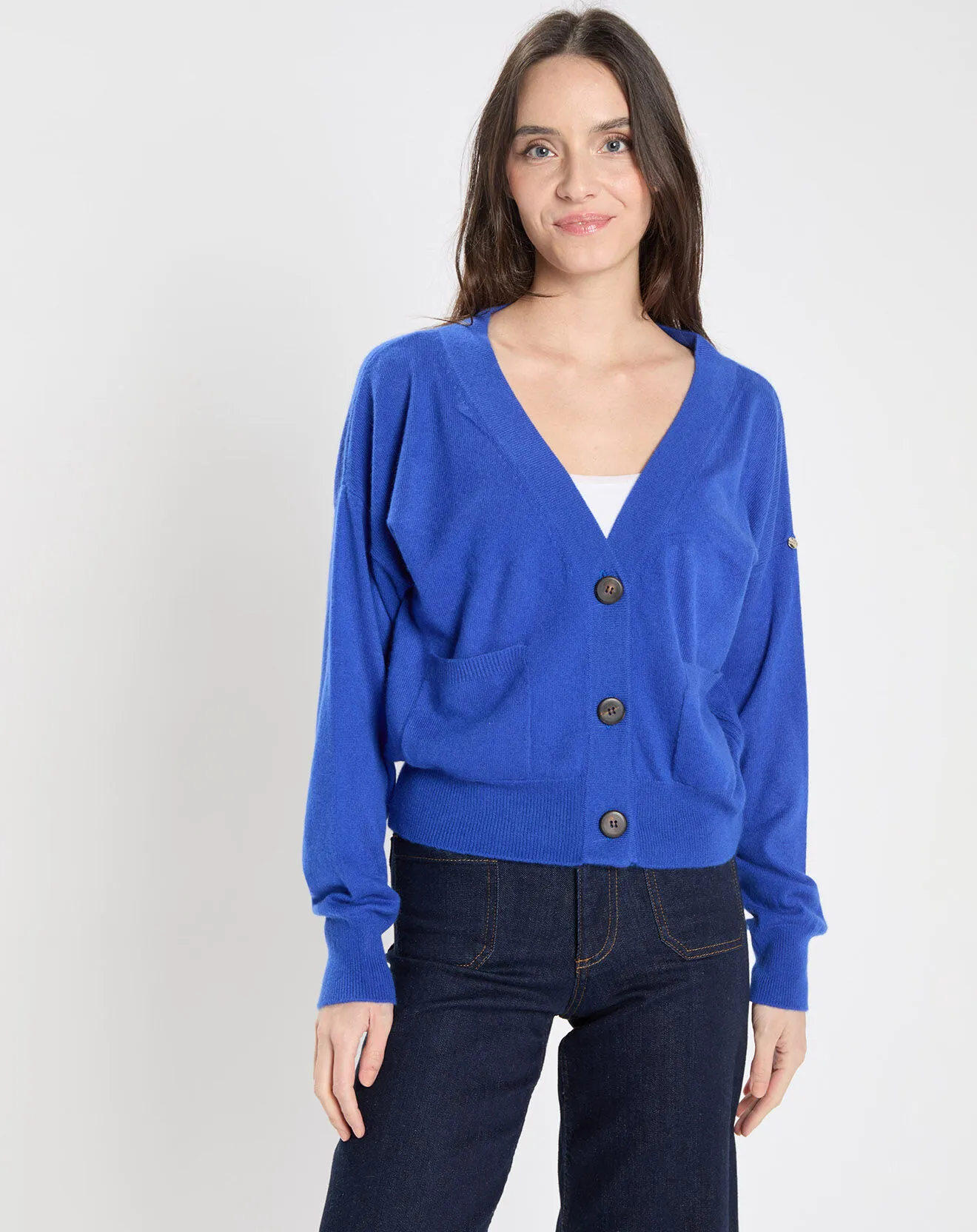 Cardigan 100% Cachemire Decoupe lapis