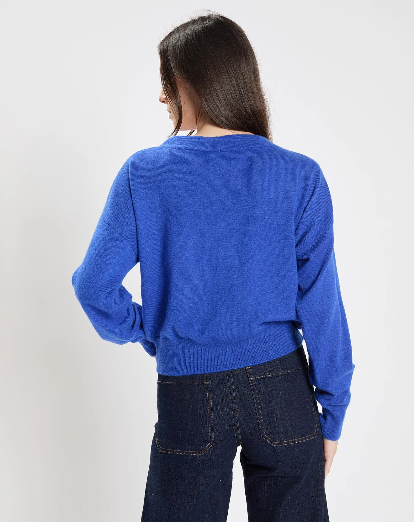 Cardigan 100% Cachemire Decoupe lapis