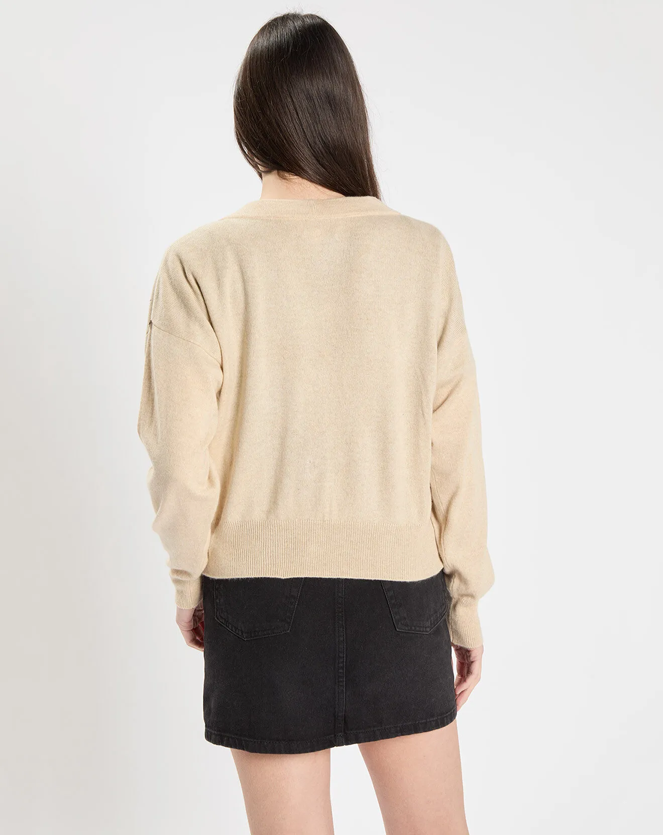 Cardigan 100% Cachemire Decoupe natural beige