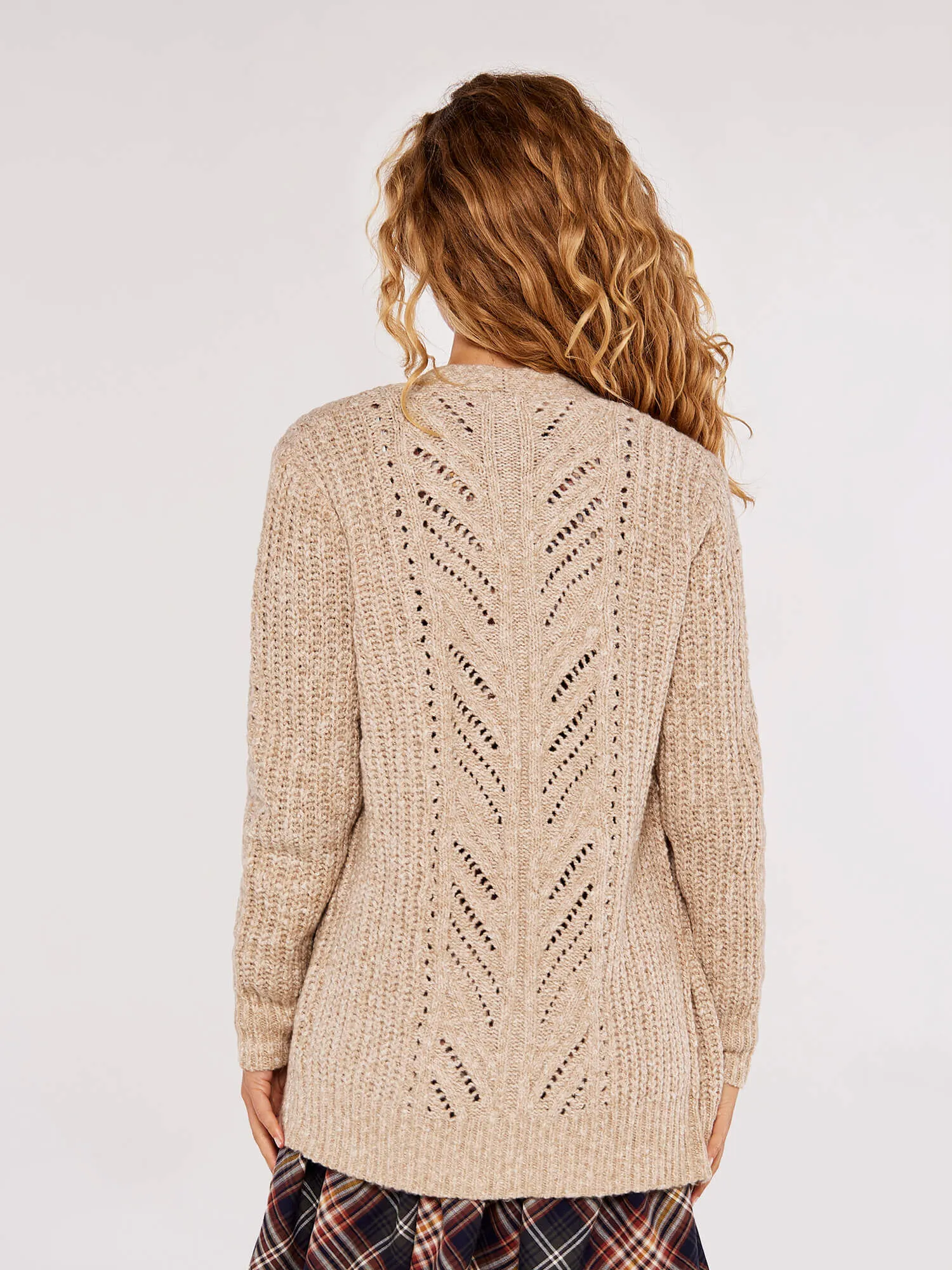 Cardigan En Grosse Maille Côtelée Vêtements Apricot