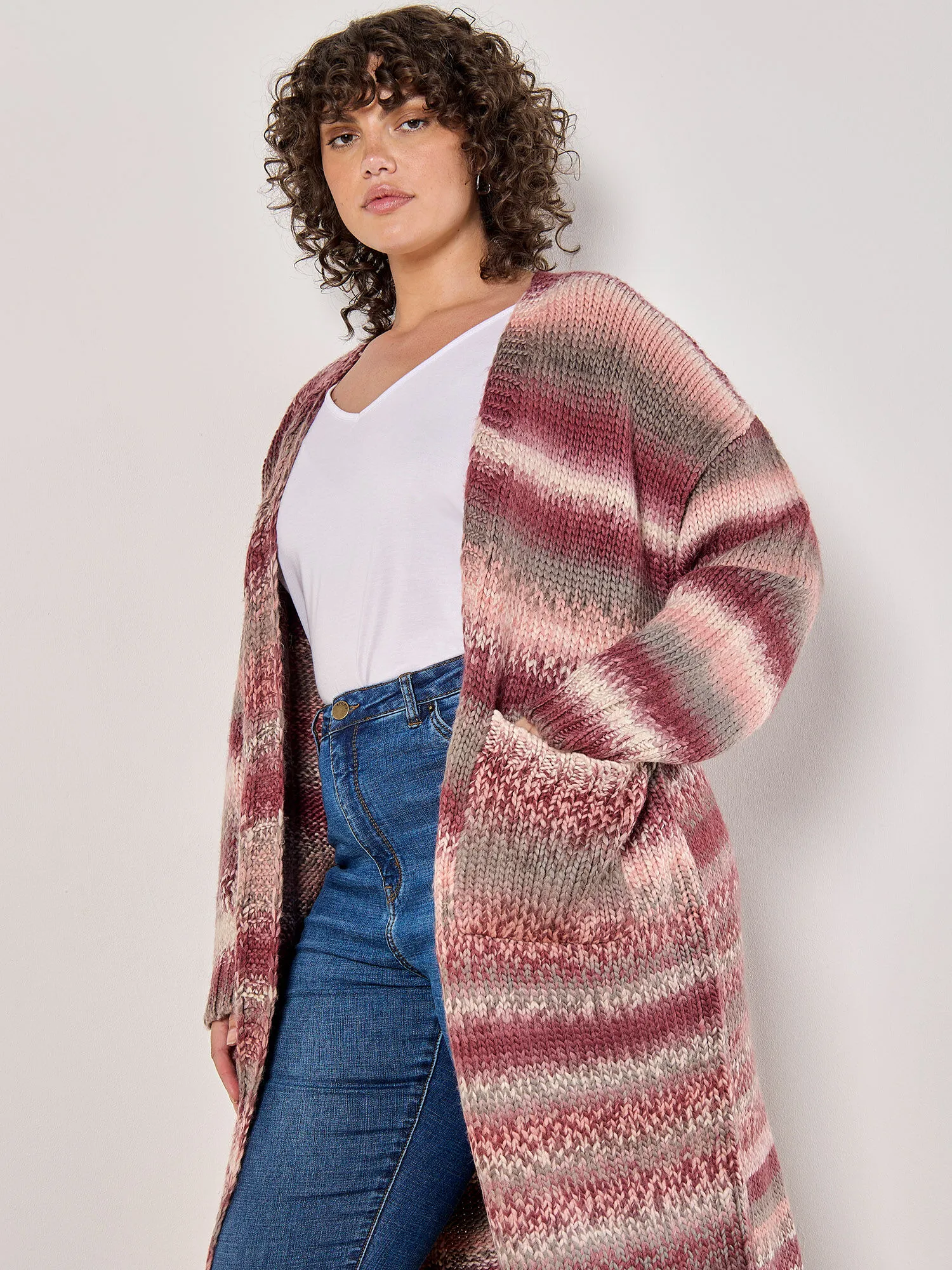 Cardigan En Tricot Épais Curve Ombre Vêtements Apricot