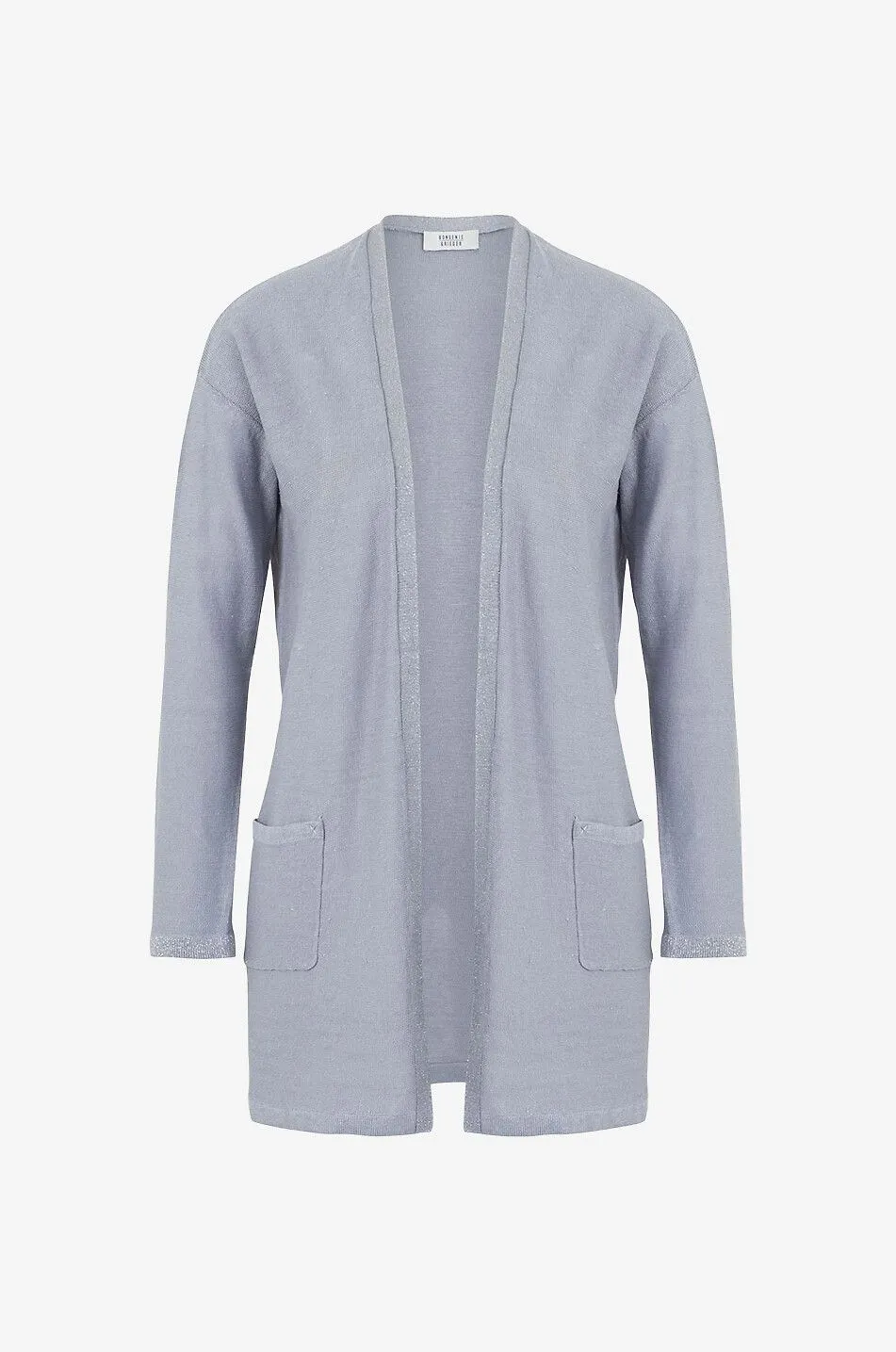 Cardigan ouvert en lin détail lurex et poches