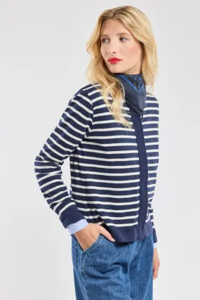 Cardigan rayé zippé - coton et laine