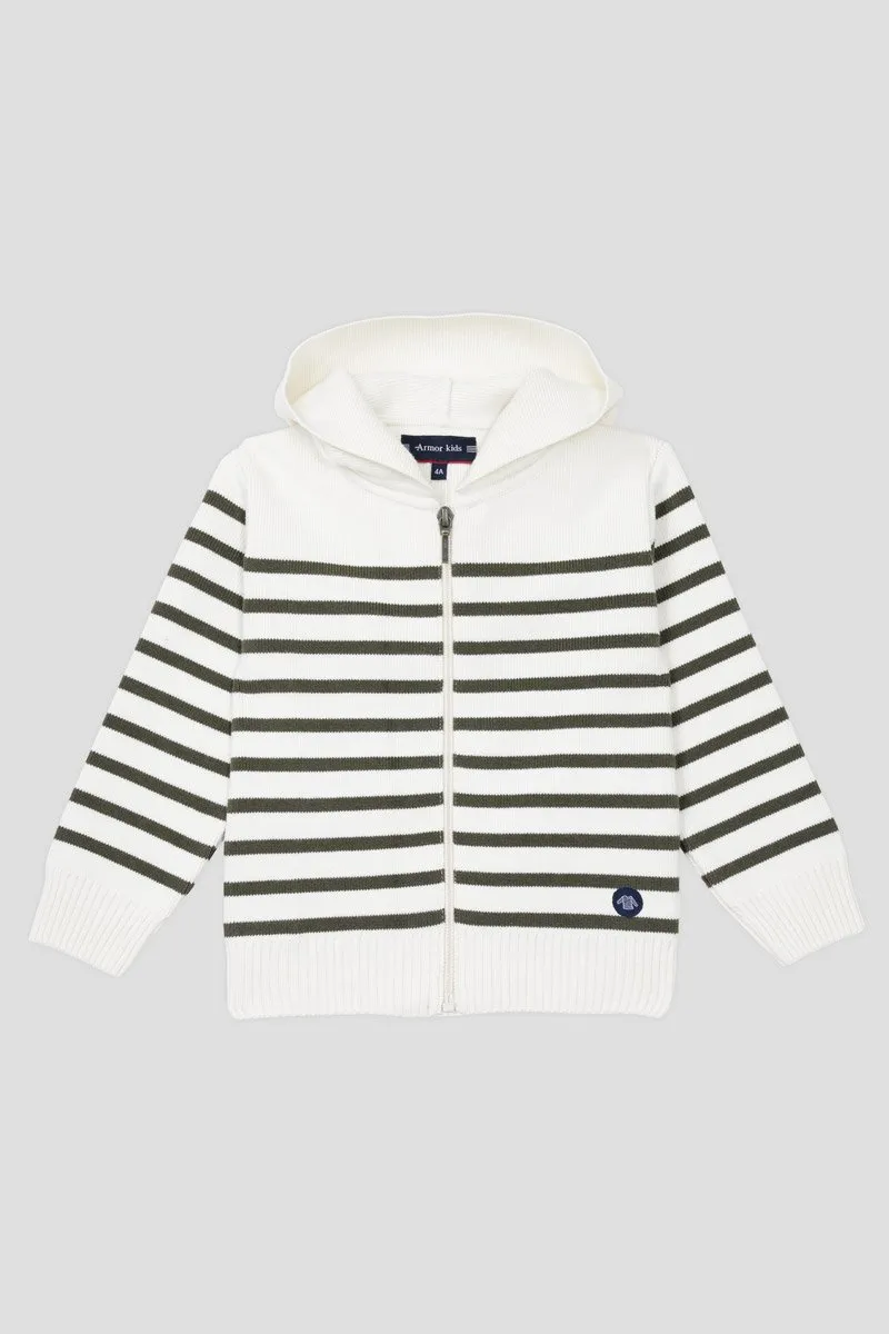 Cardigan zippé rayé Kids - coton et laine