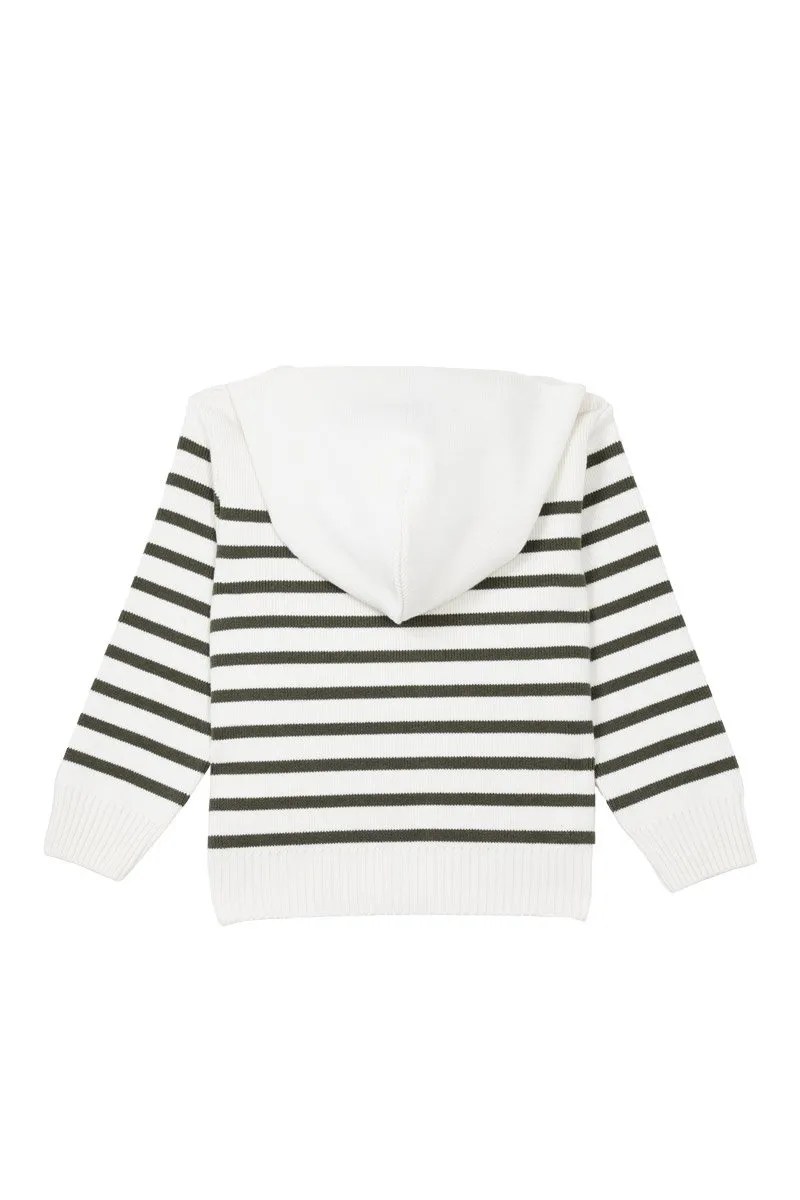 Cardigan zippé rayé Kids - coton et laine