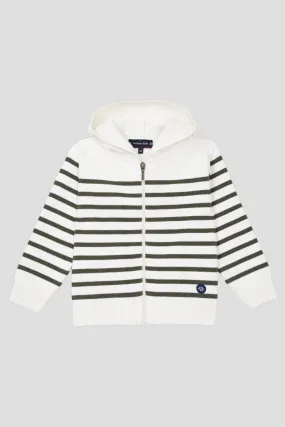 Cardigan zippé rayé Kids - coton et laine