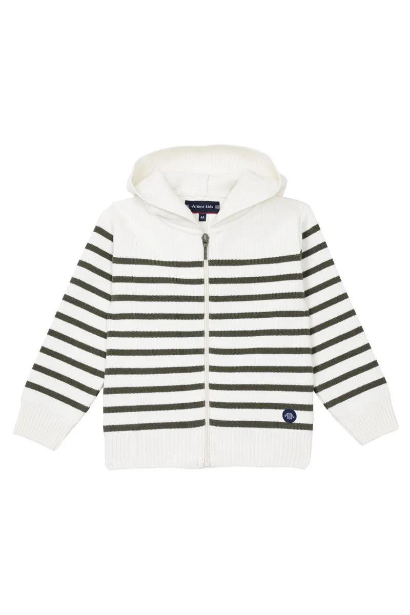 Cardigan zippé rayé Kids - coton et laine