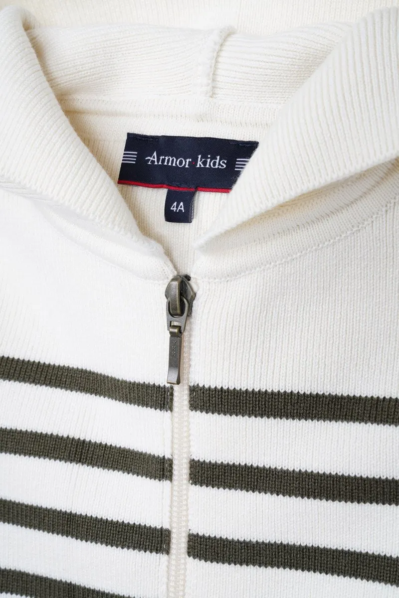 Cardigan zippé rayé Kids - coton et laine