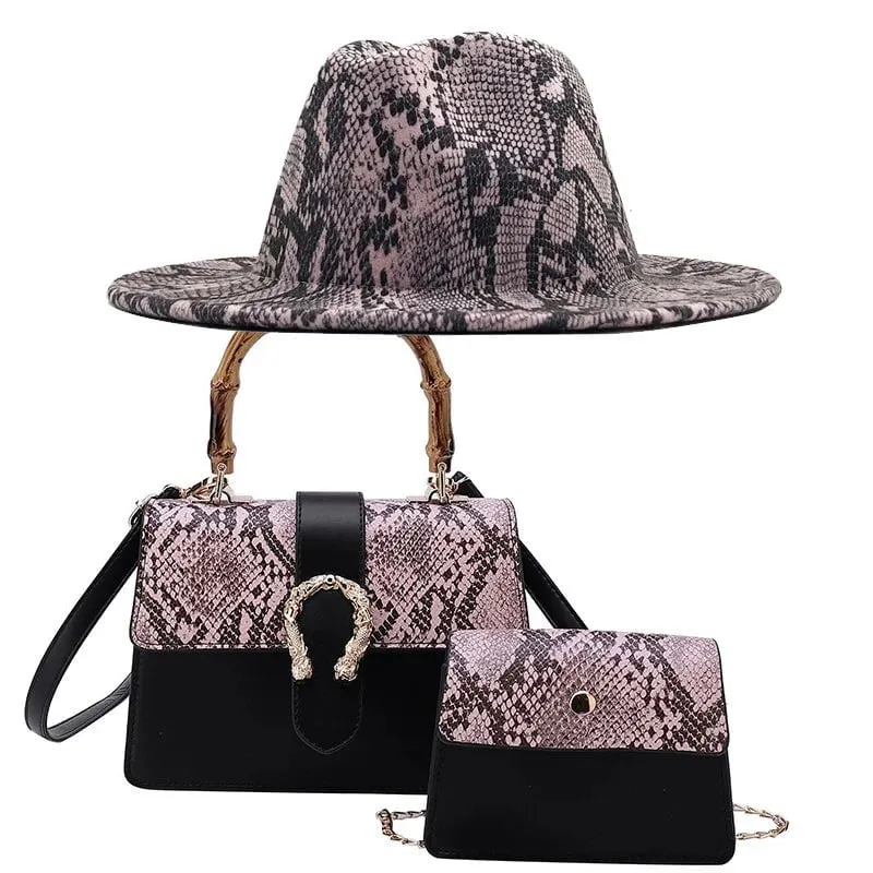 Chapeau Fedora Jazz et deux sacs assortis