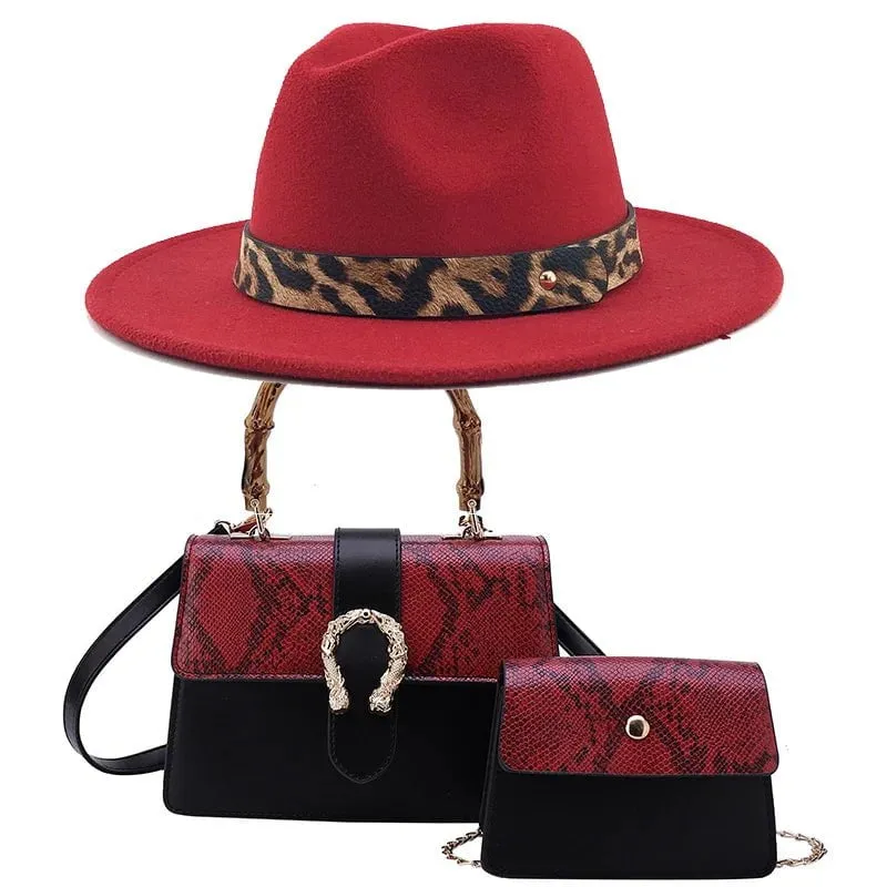 Chapeau Fedora Jazz et deux sacs assortis