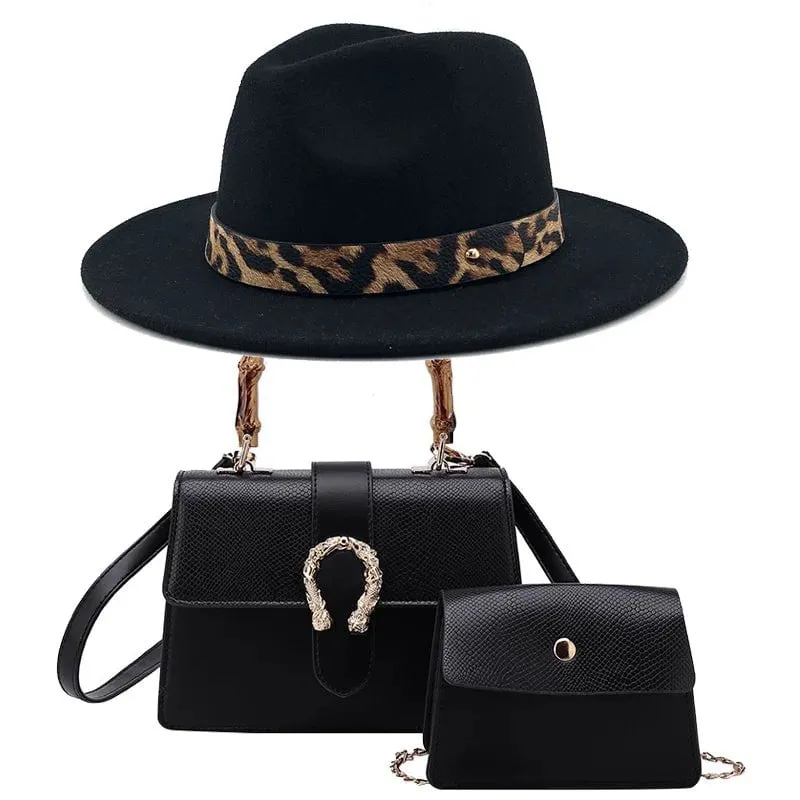 Chapeau Fedora Jazz et deux sacs assortis