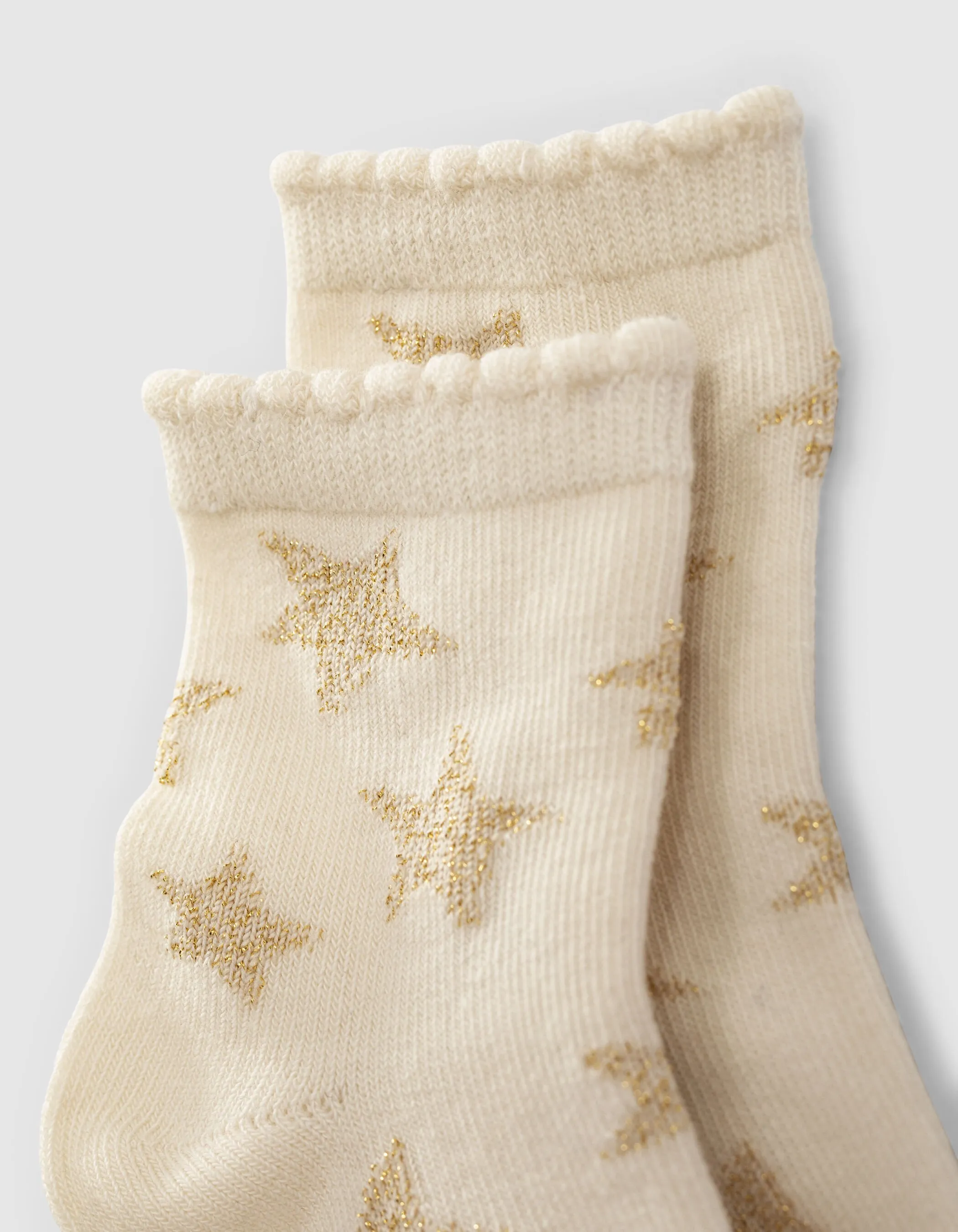 Chaussettes bois de rose et écrues à étoiles bébé fille