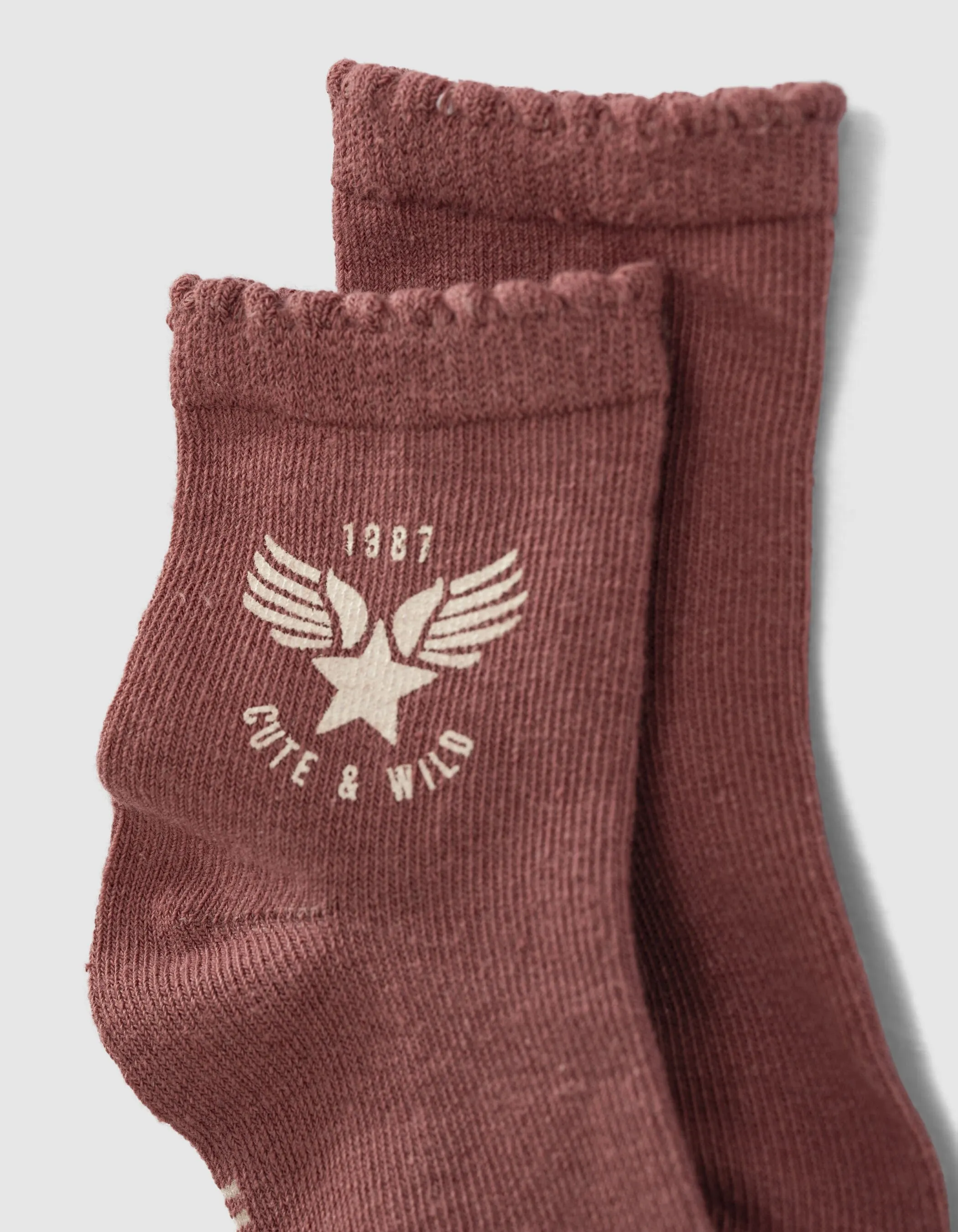 Chaussettes bois de rose et écrues à étoiles bébé fille