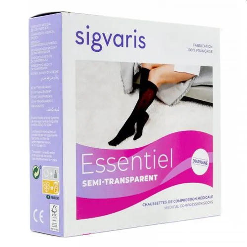 Chaussettes contention Pied Ouvert Sigvaris Essentiel (Diaphane) Classe 2 ex Diaphane, Douceur et semi-transparence, 3 coloris, 