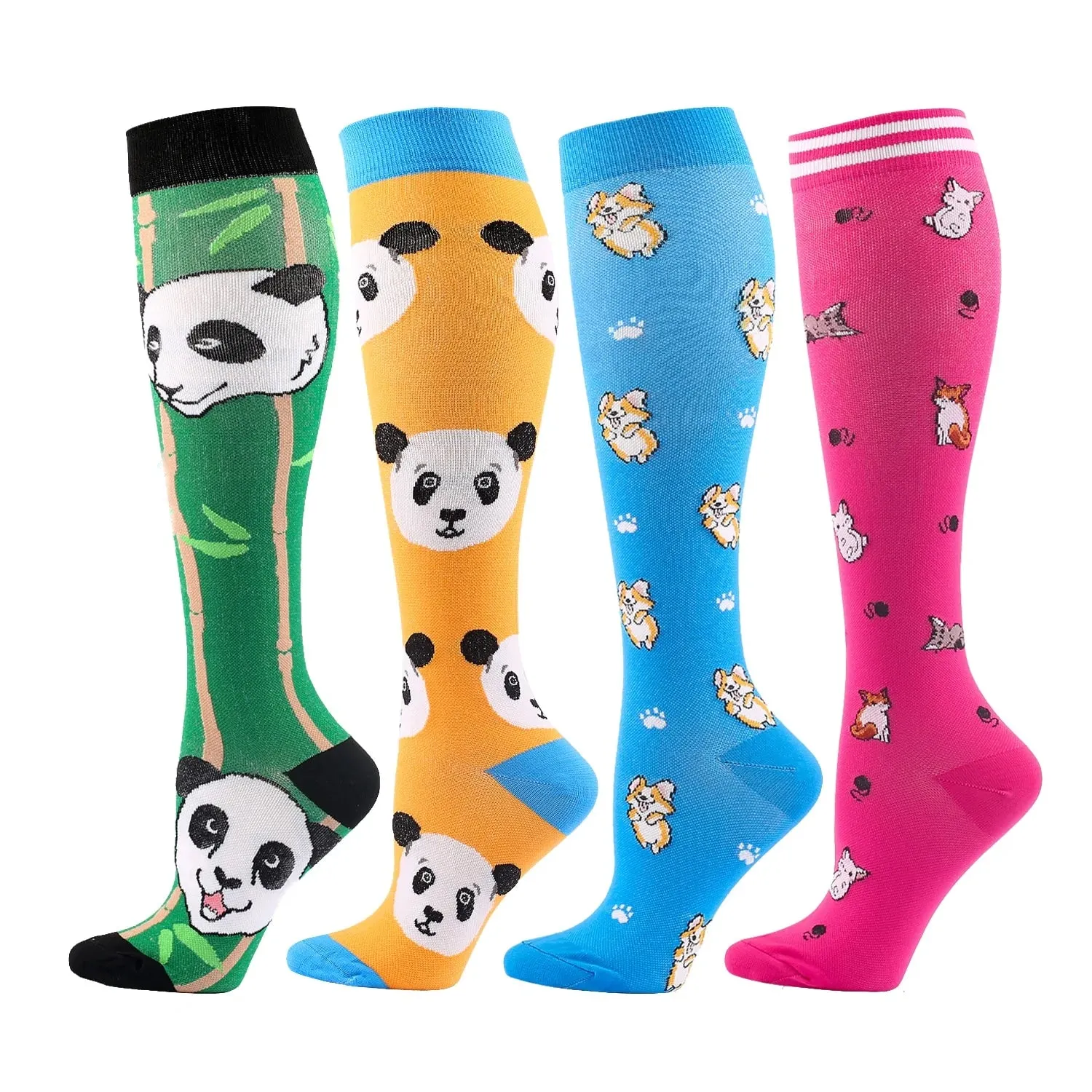 Chaussettes de compression longues et colorées (4 paires)