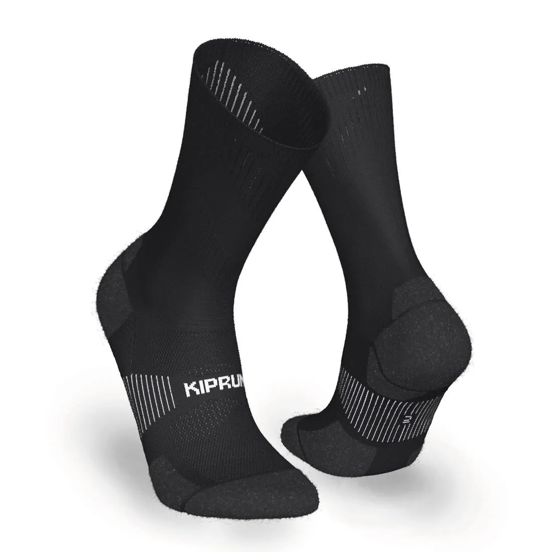 CHAUSSETTES DE RUNNING RUN900 FINES MI-MOLLET NOIRES