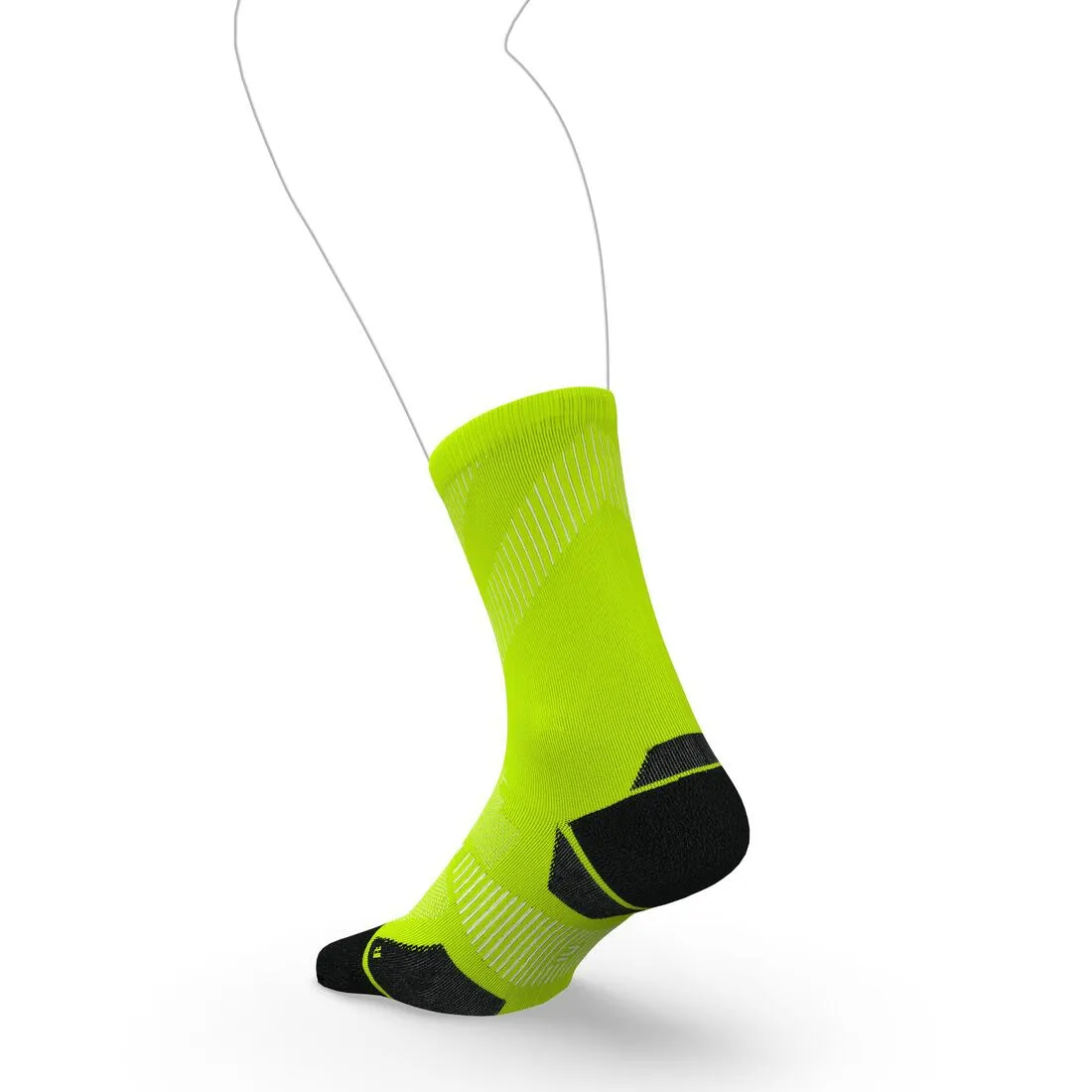 CHAUSSETTES DE RUNNING RUN900 FINES MI-MOLLET NOIRES