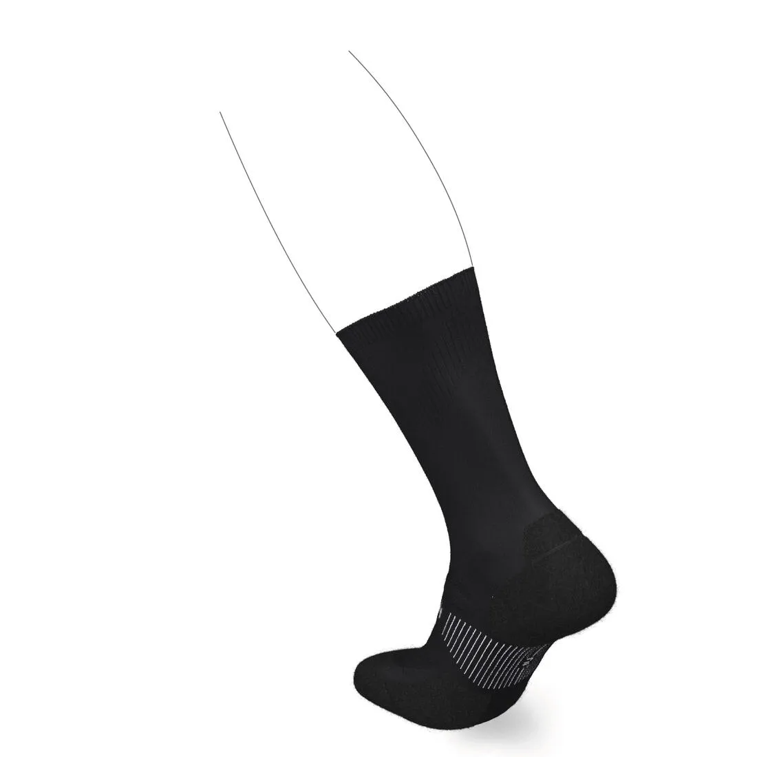 CHAUSSETTES DE RUNNING RUN900 FINES MI-MOLLET NOIRES