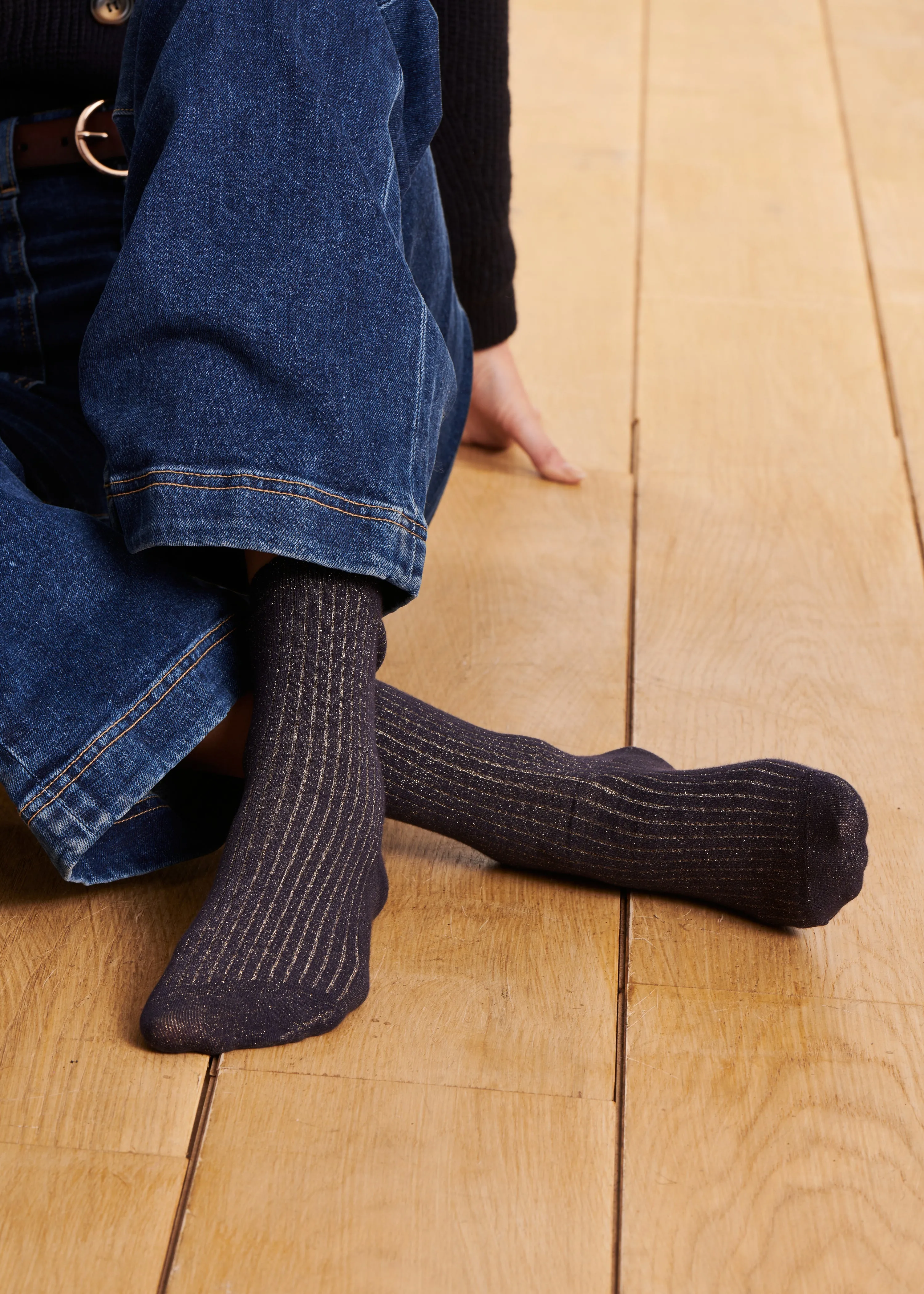 Chaussettes jacquard bleu foncé