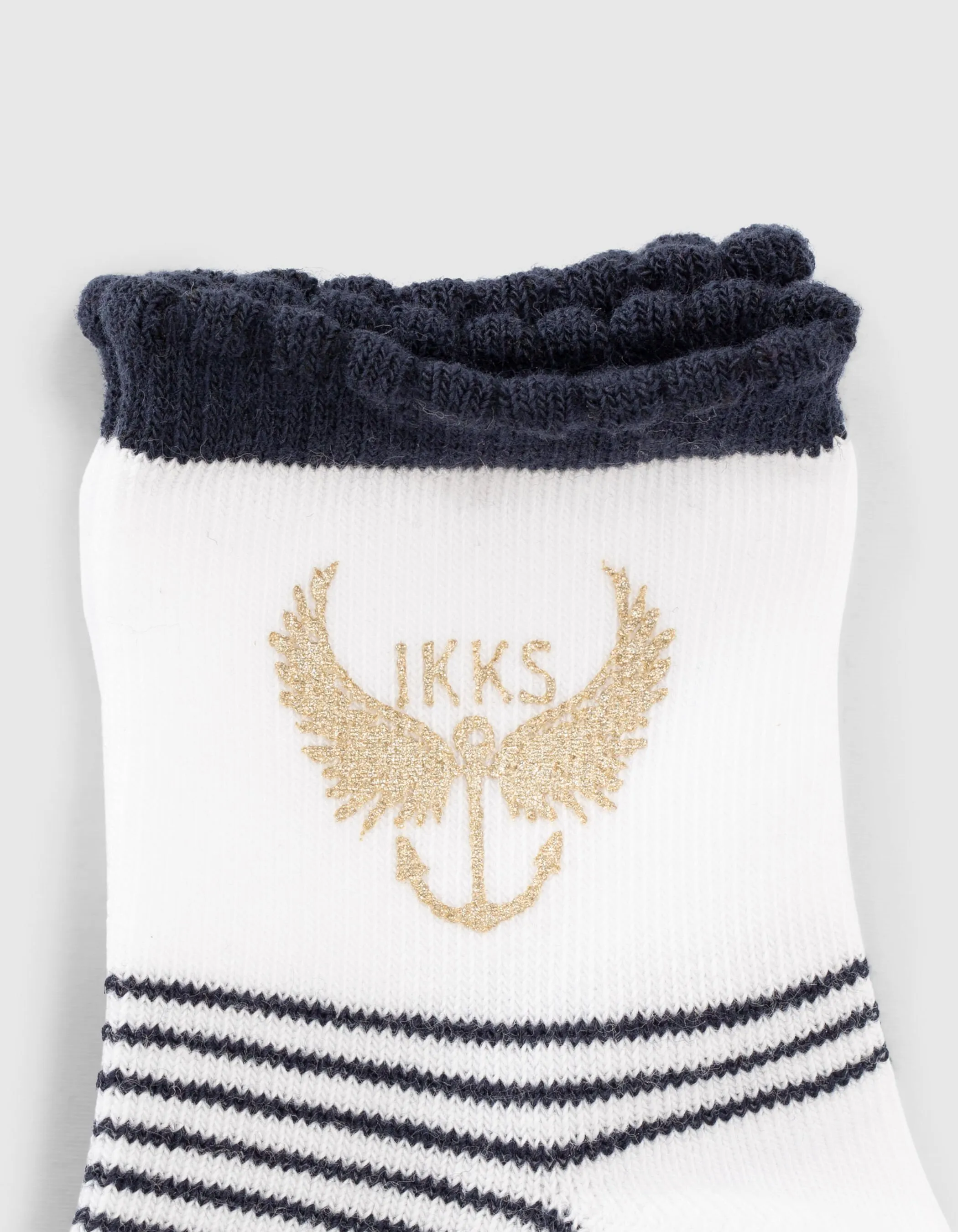 Chaussettes navy, blanches rayées et cœurs bébé fille