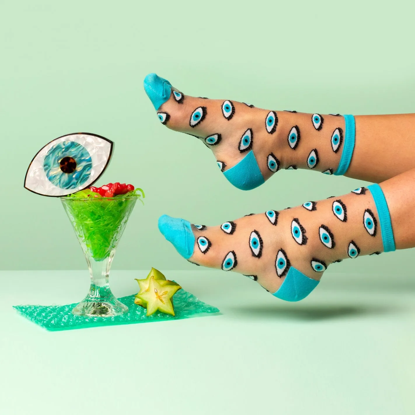 Chaussettes Transparentes Oeil Bleu