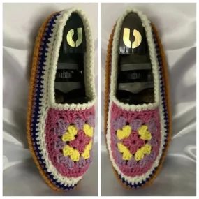 Chaussons - ballerines  d’intérieur,semelles anti dérapantes massager de corde bio ,fait main au crochet