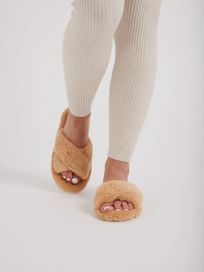 Chaussons mules en fourrure