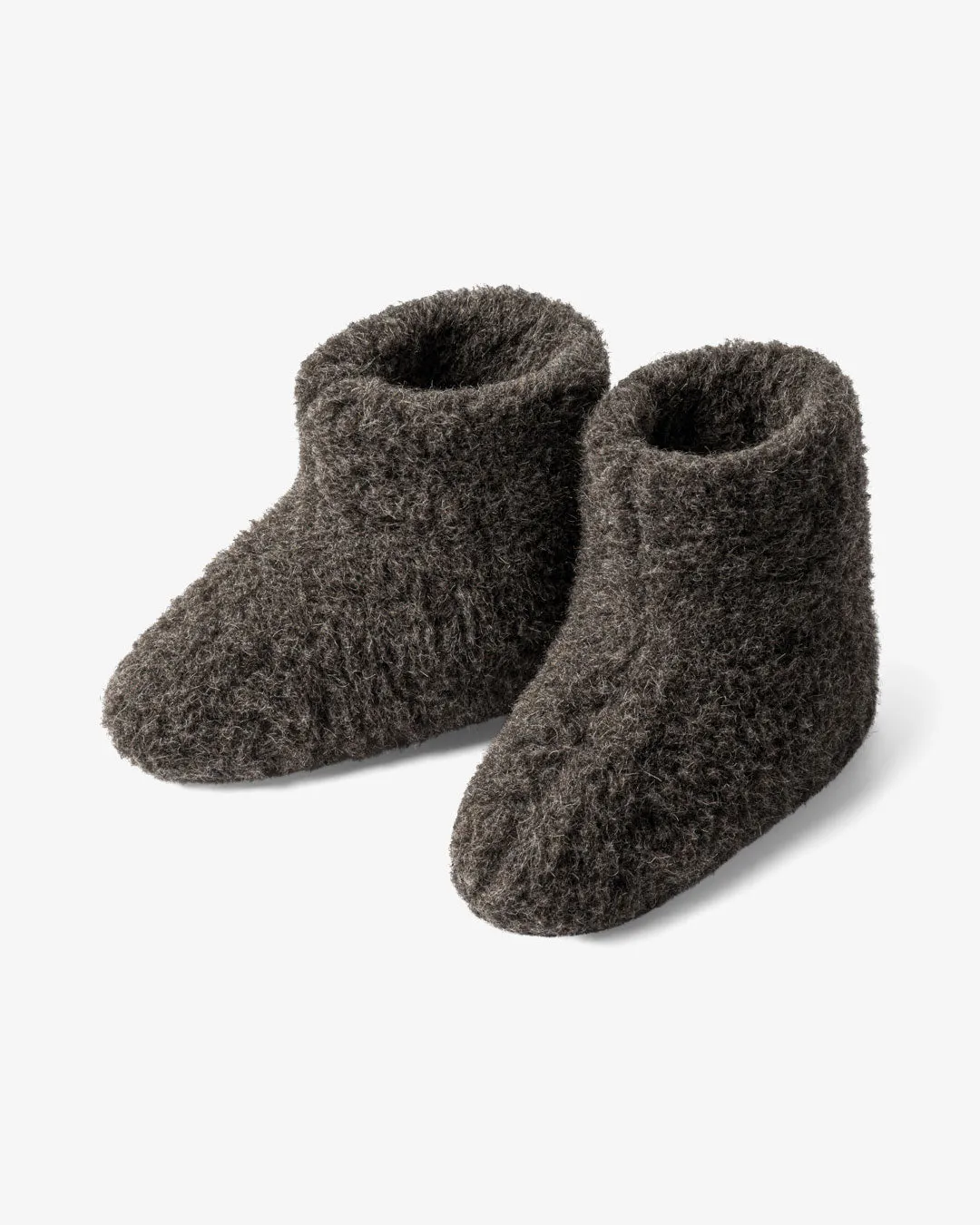 Chaussons pour enfants - Gris foncé / marron (modèle haut)