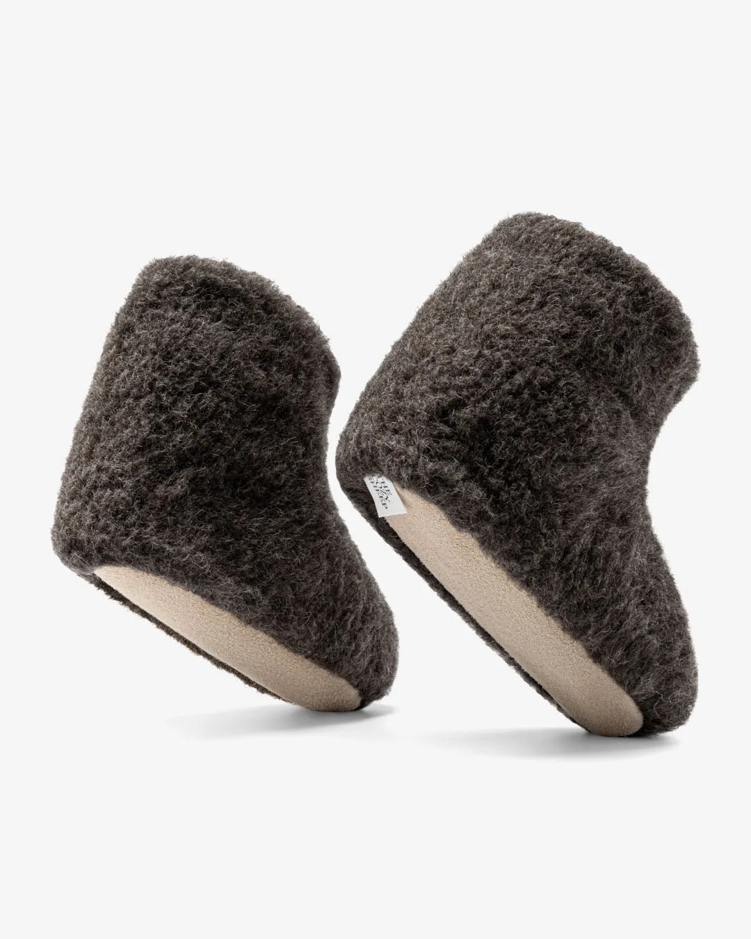 Chaussons pour enfants - Gris foncé / marron (modèle haut)